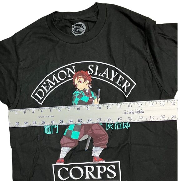 Demon Slayer T-Shirt Mens S Tanjiro Kamado Graphic Corps Anime Sword Black - Picture 4 of 7
